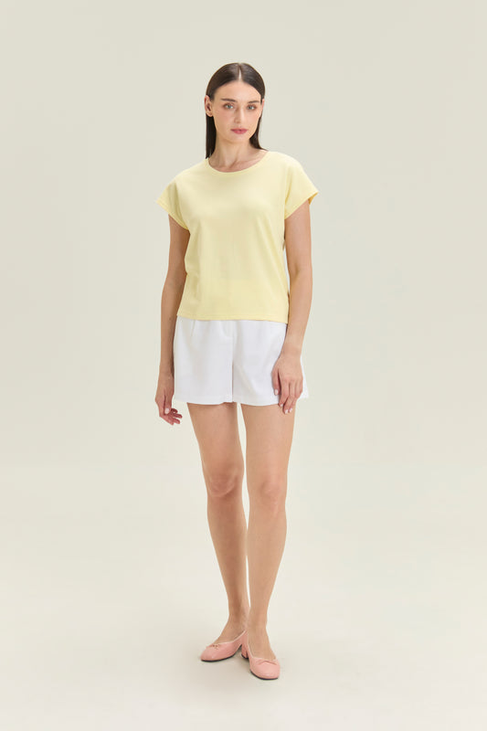 City Tee, Cap Sleeve - Butter