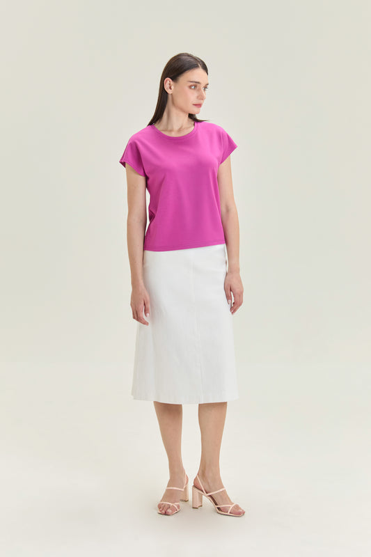 City Tee, Cap Sleeve - Berry