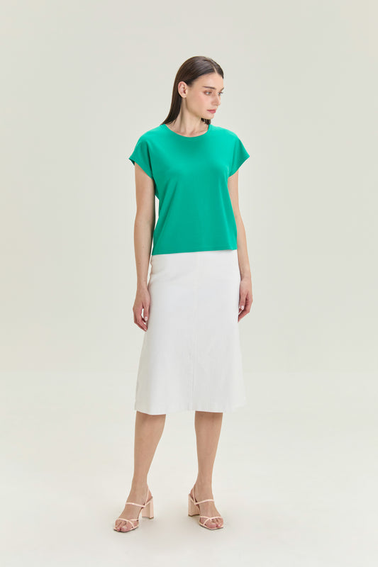 City Tee, Cap Sleeve - Bright Emerald
