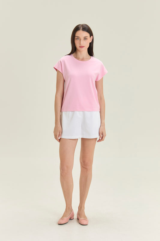 City Tee, Cap Sleeve - Strawberry Milk