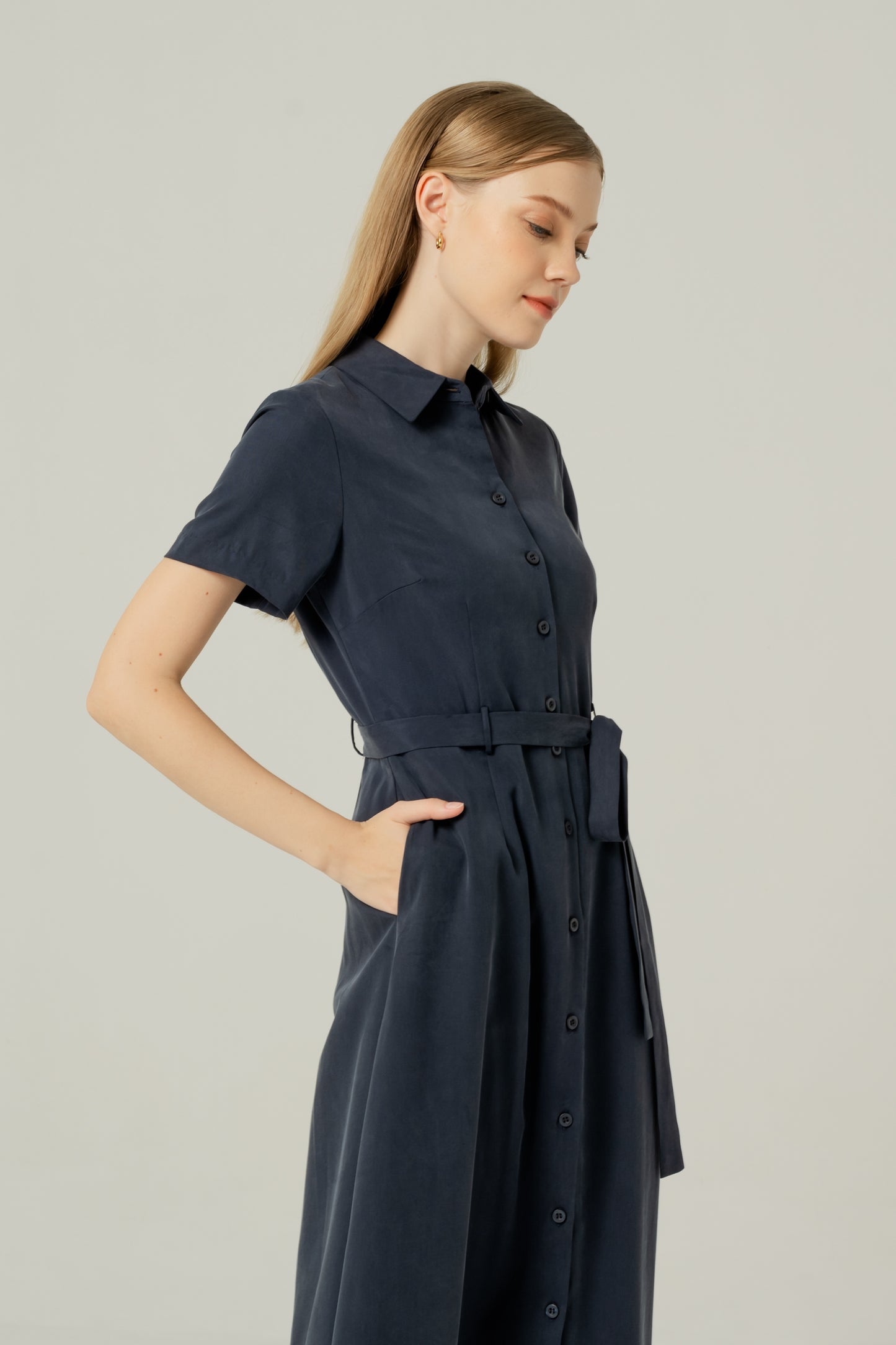 Classic Shirt Dress - Navy