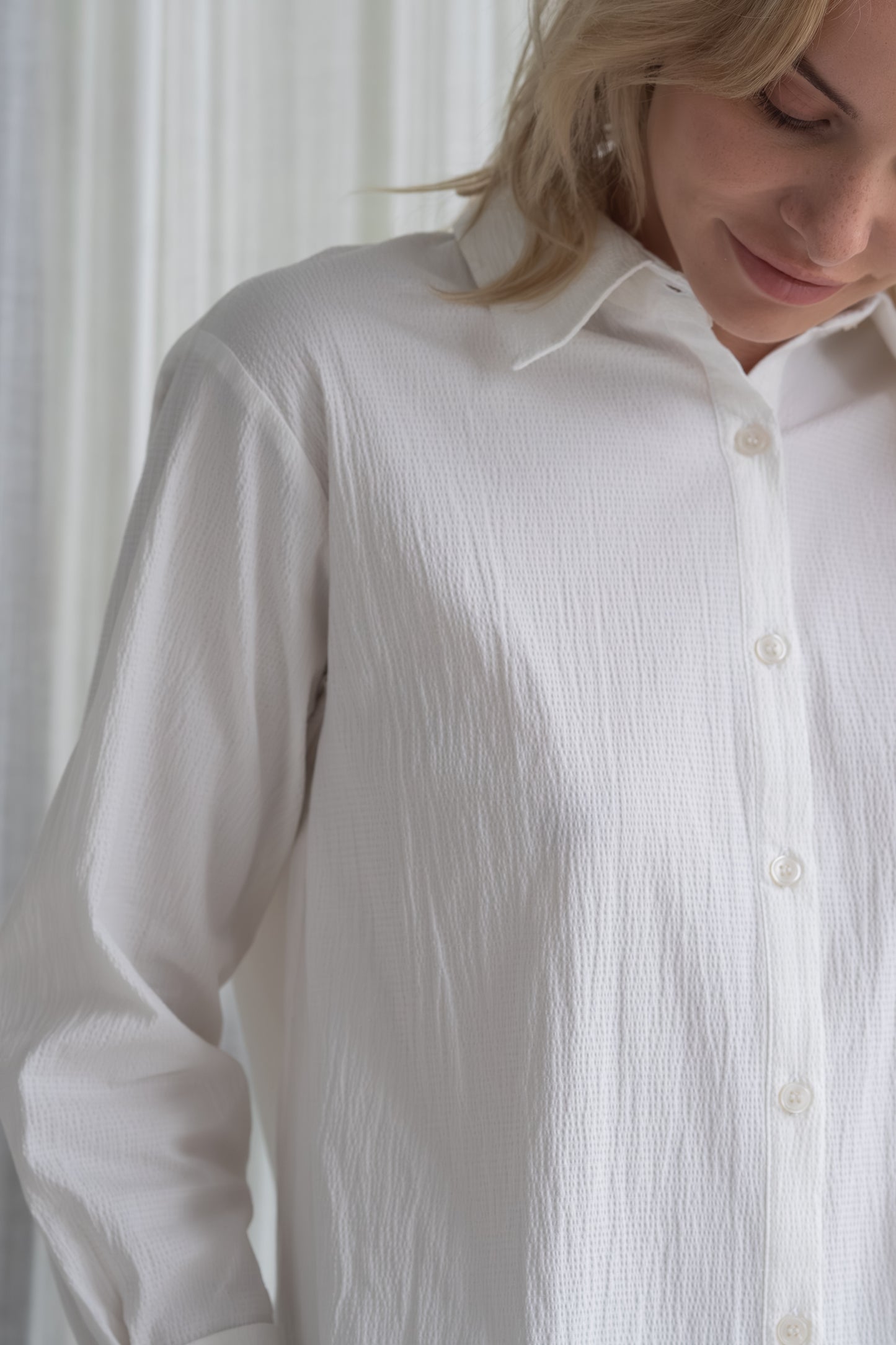 Crinkled Cotton Shirt - White
