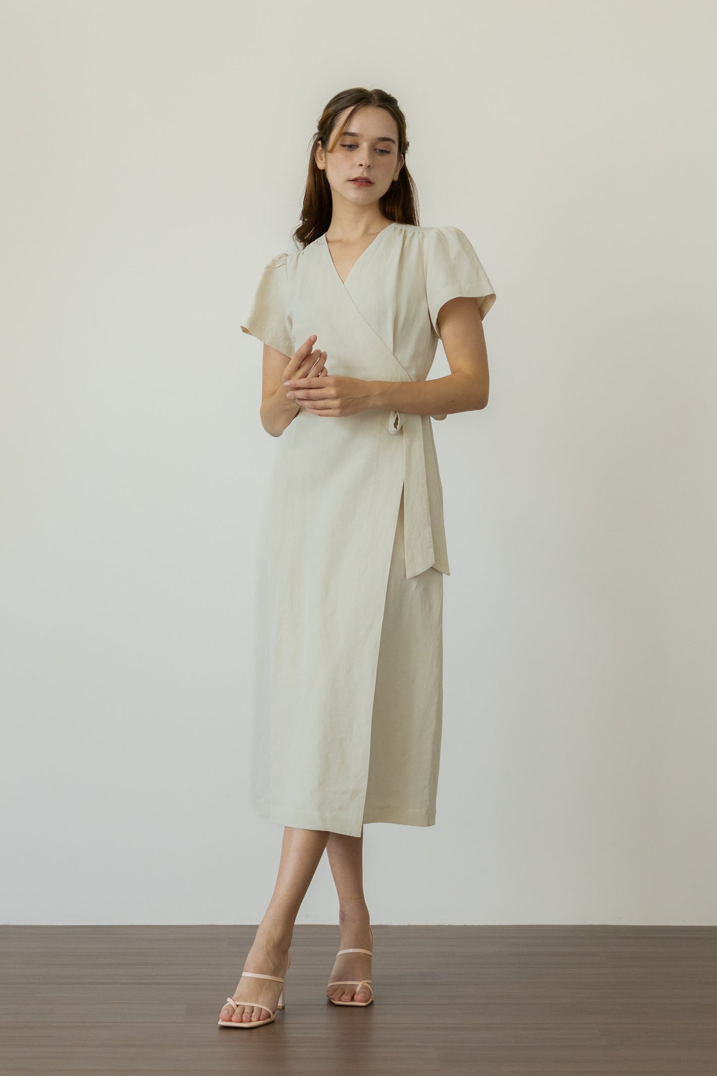 Tencel-Linen Wrap Dress - Natural