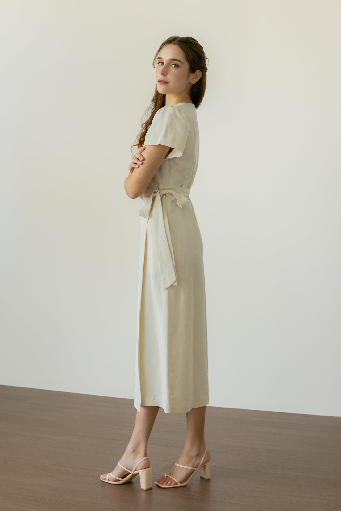 Tencel-Linen Wrap Dress - Natural