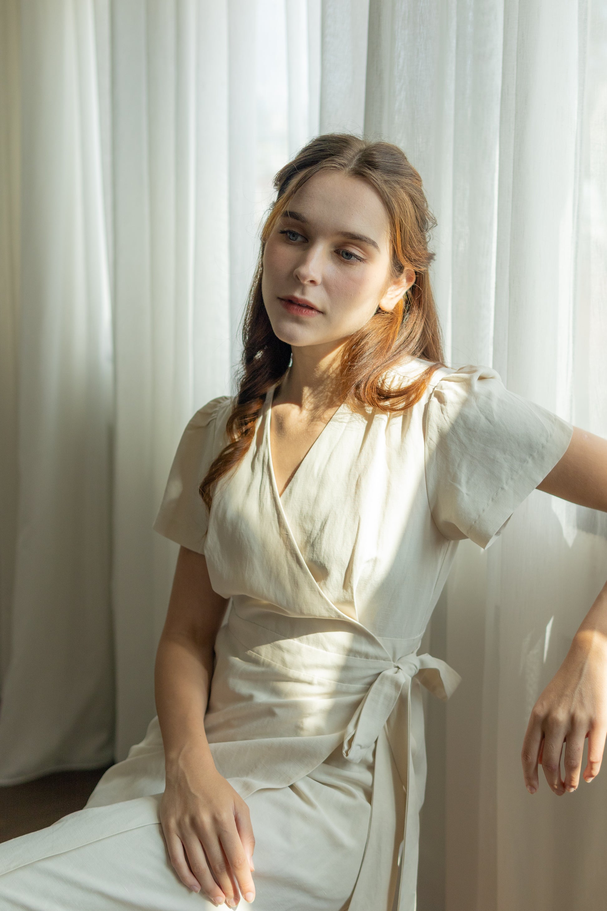 linen wrap dress Tencel-Linen Wrap Dress