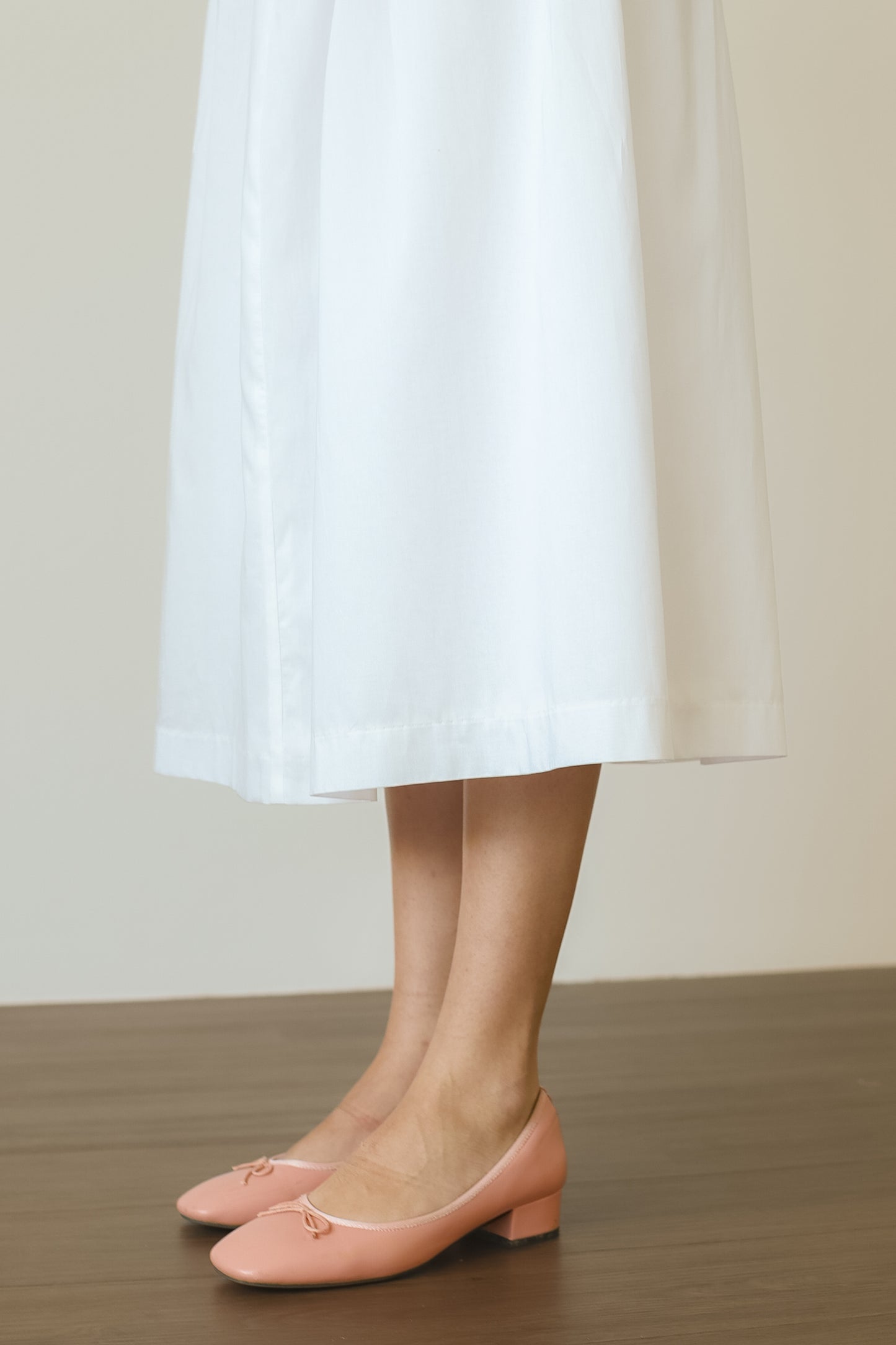 Gathered Midi Skirt - White
