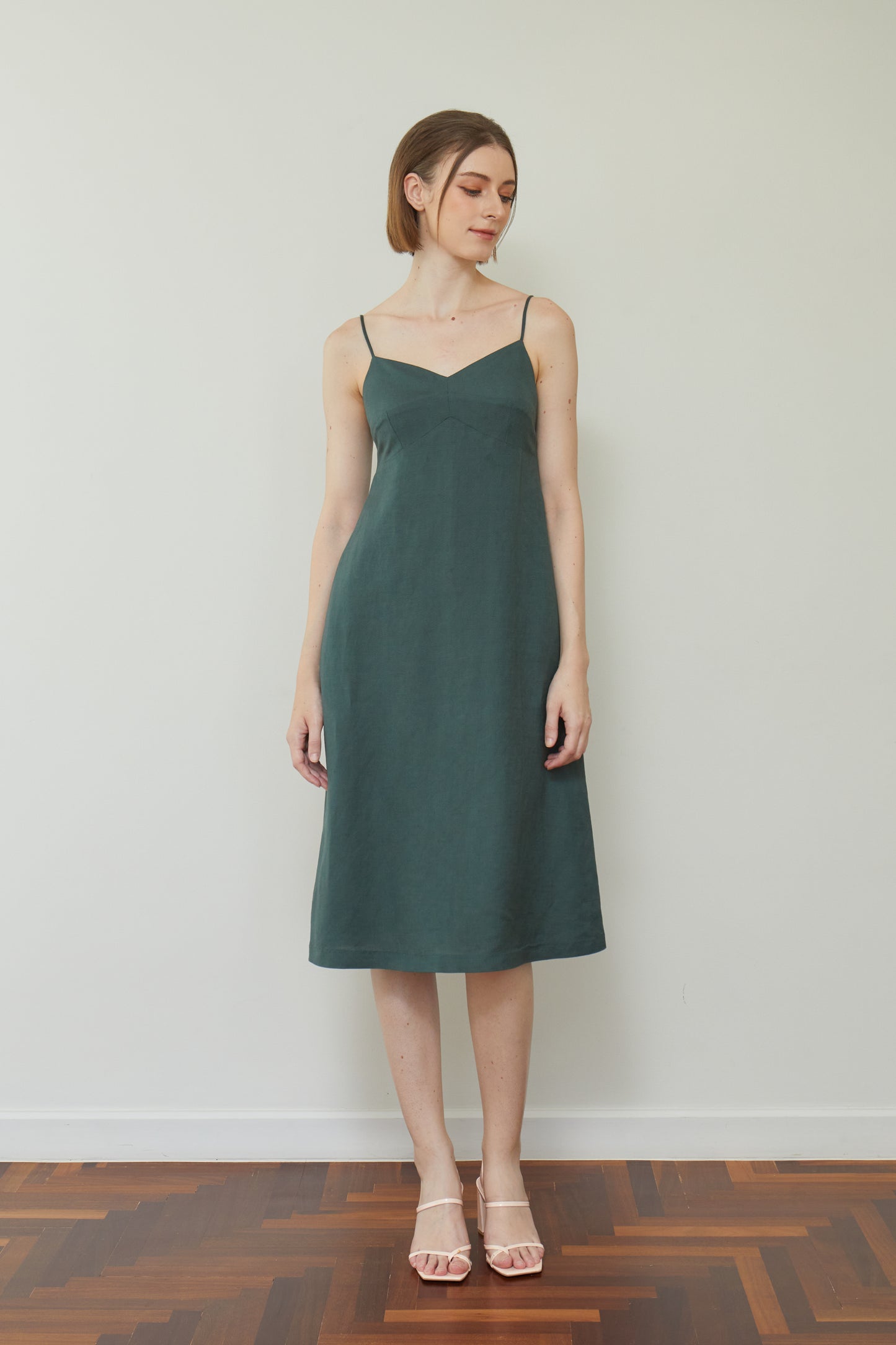 Linen Midi Sundress - Forest