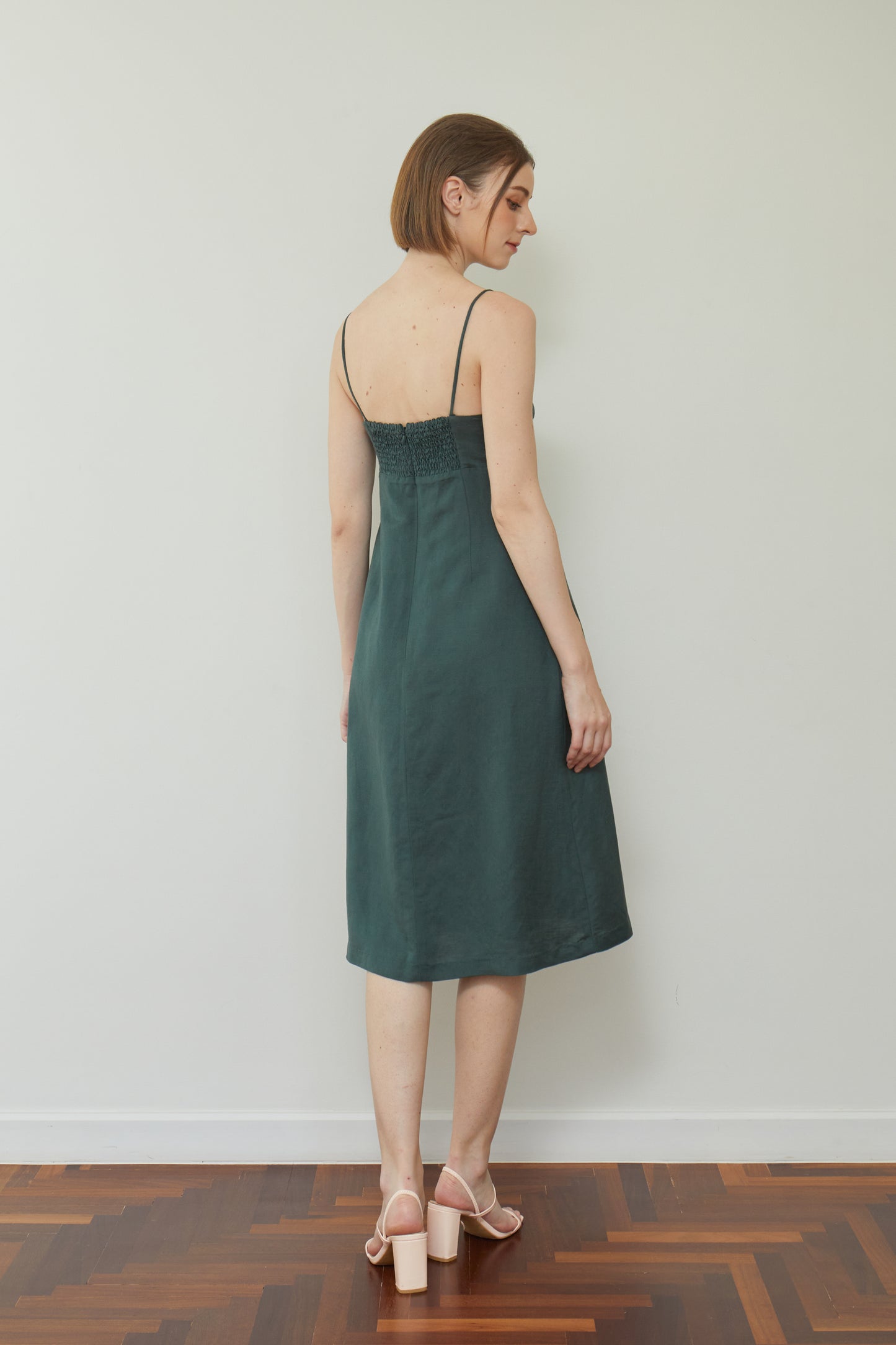 Linen Midi Sundress - Forest