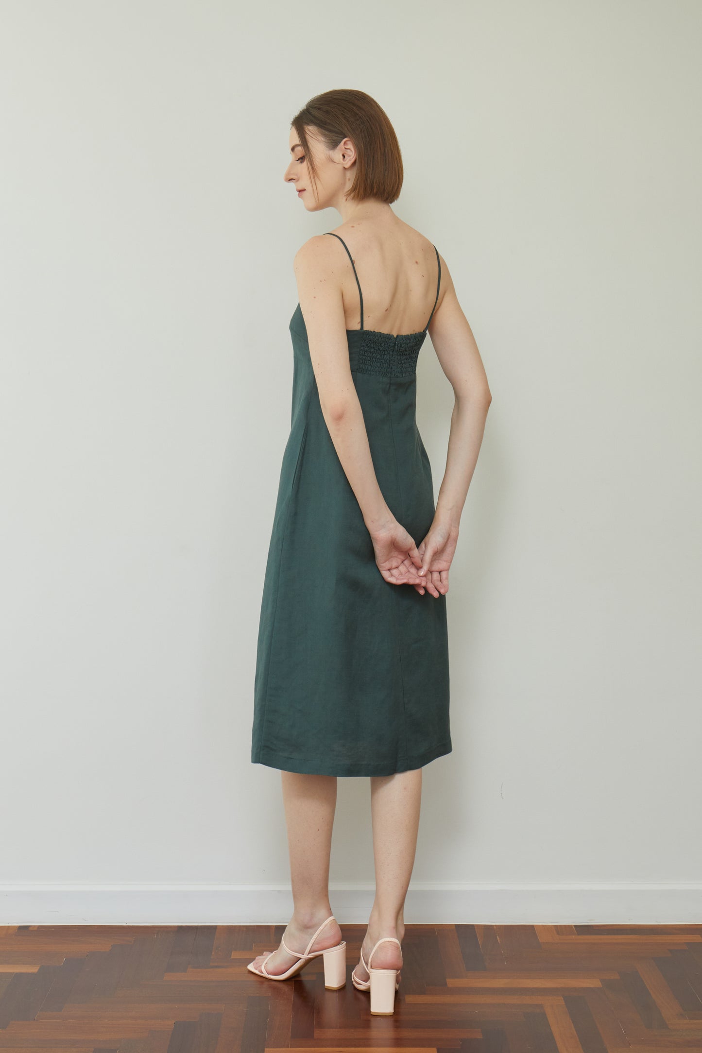 Linen Midi Sundress - Forest