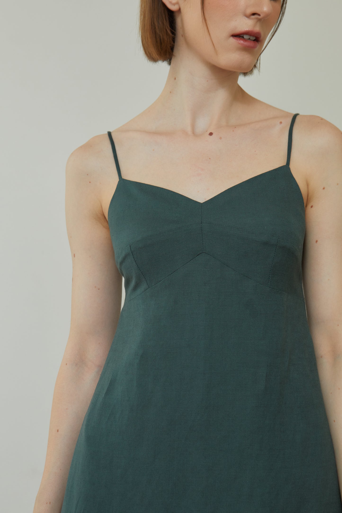 Linen Midi Sundress - Forest