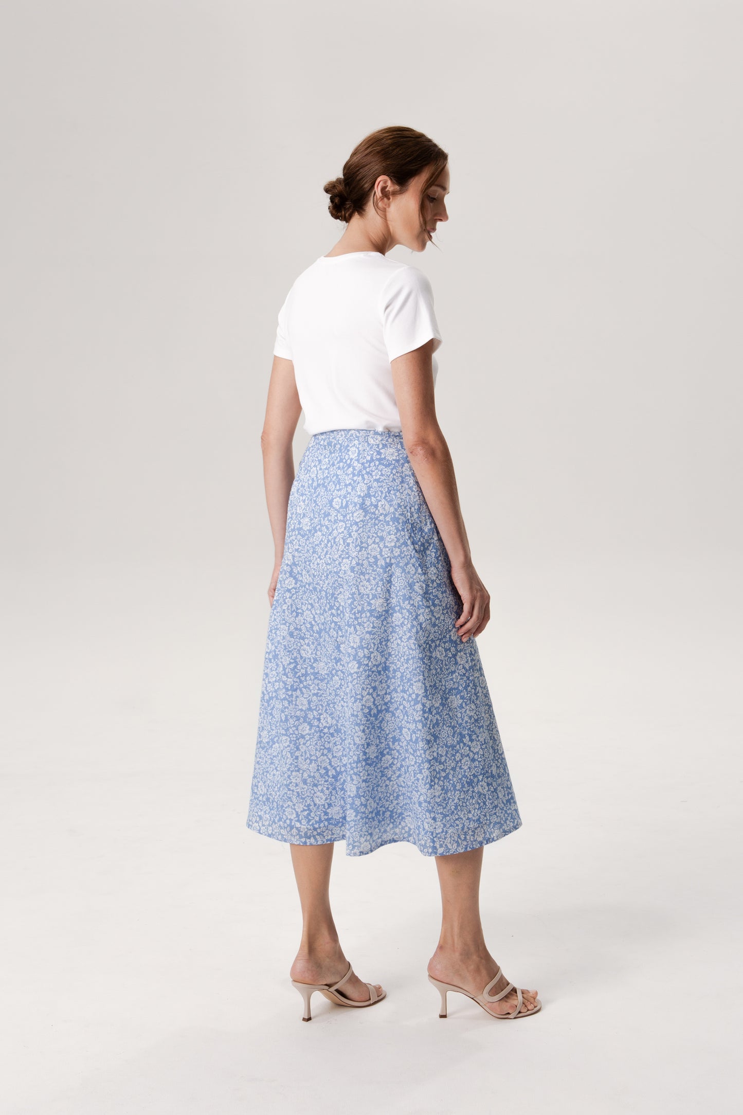 Classic A-Line Wrap Skirt - Soft Blue