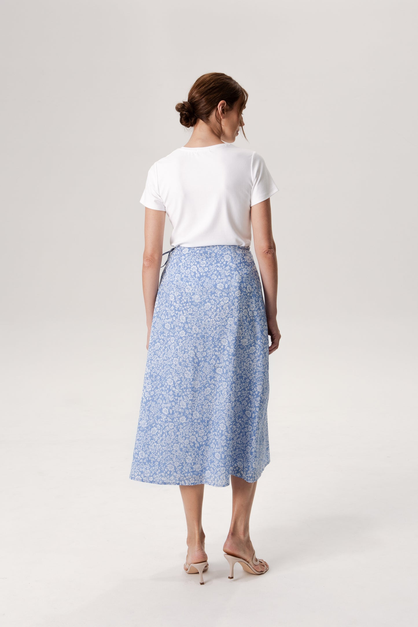Classic A-Line Wrap Skirt - Soft Blue