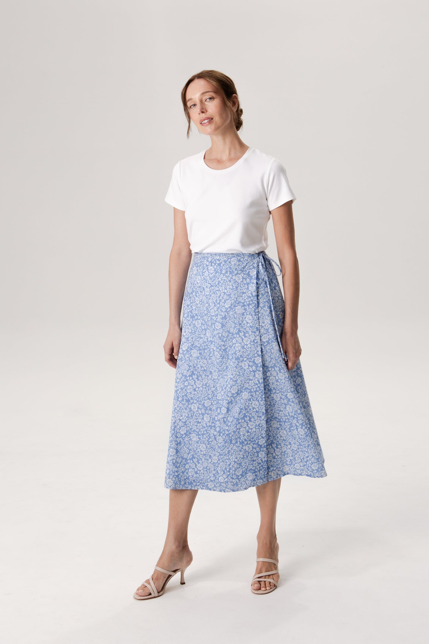 Classic A-Line Wrap Skirt - Soft Blue