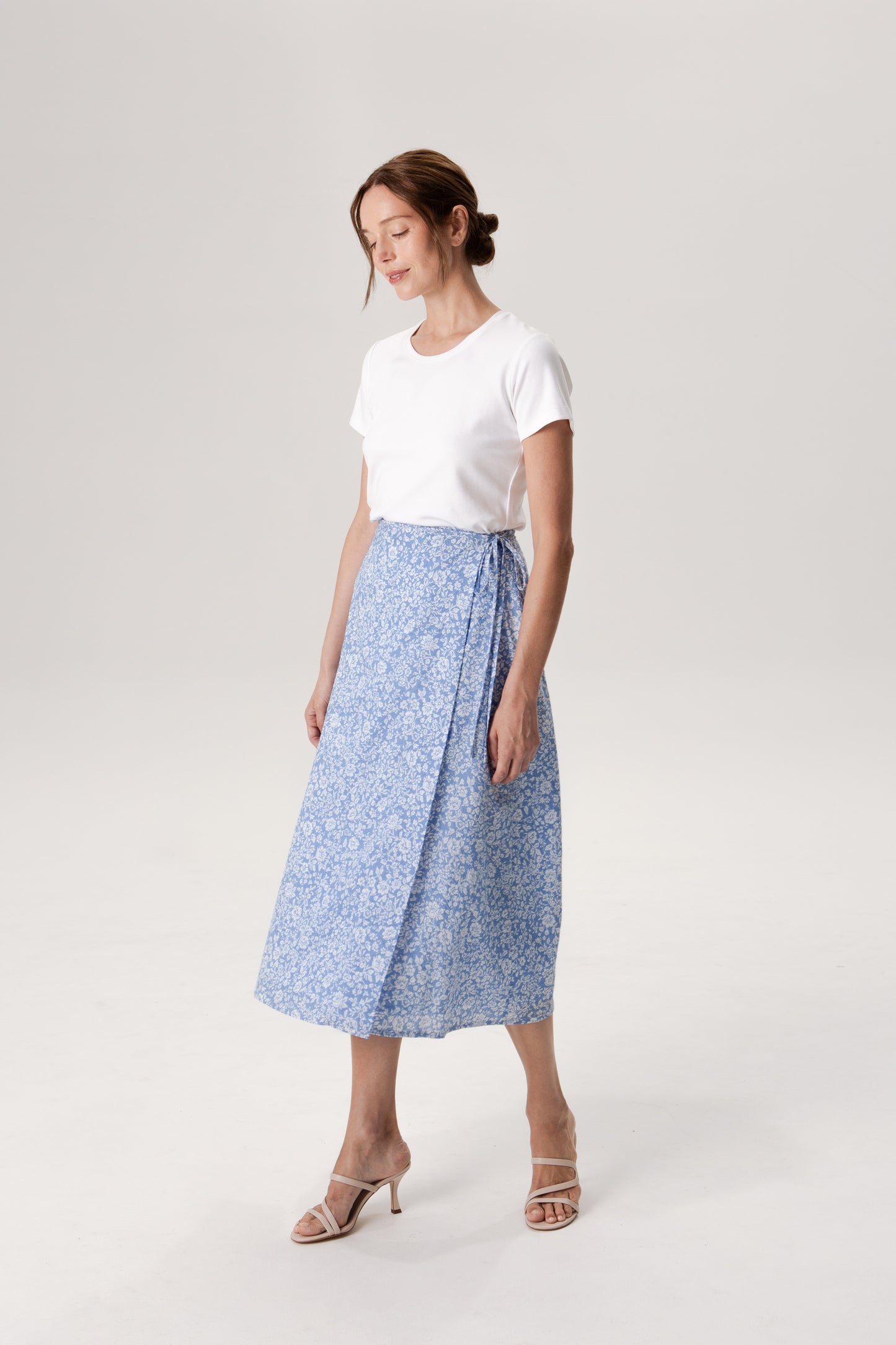 Classic A-Line Wrap Skirt - Soft Blue