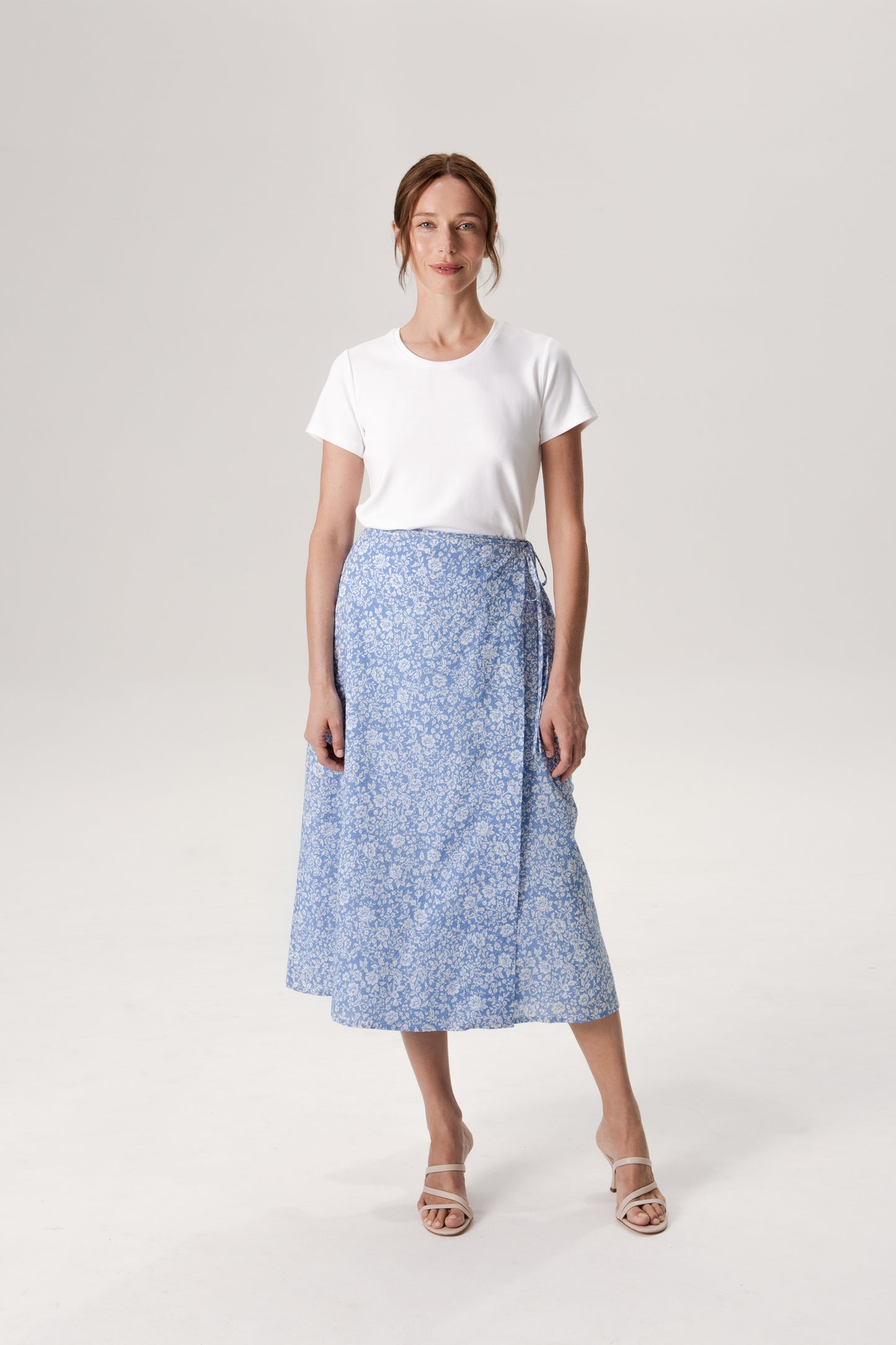 Classic A-Line Wrap Skirt - Soft Blue