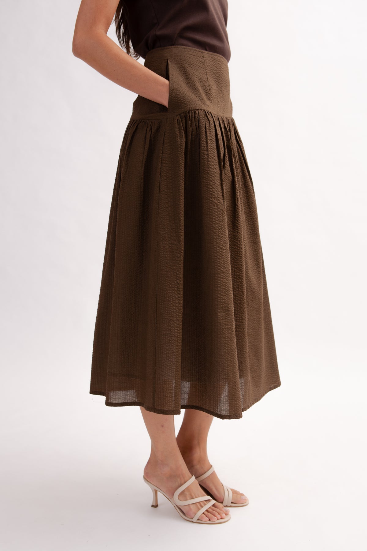 Asymmetrical Tea Skirt - Cocoa
