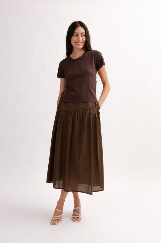 Asymmetrical Tea Skirt - Cocoa