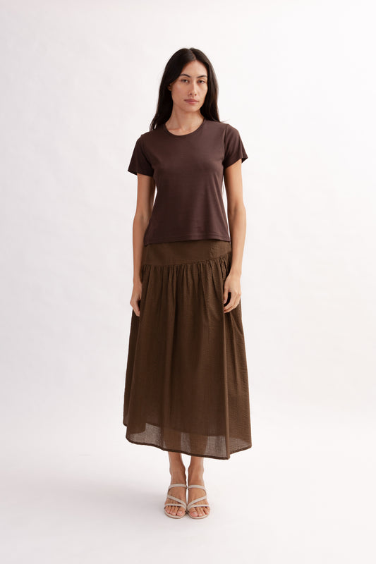 Asymmetrical Tea Skirt - Cocoa