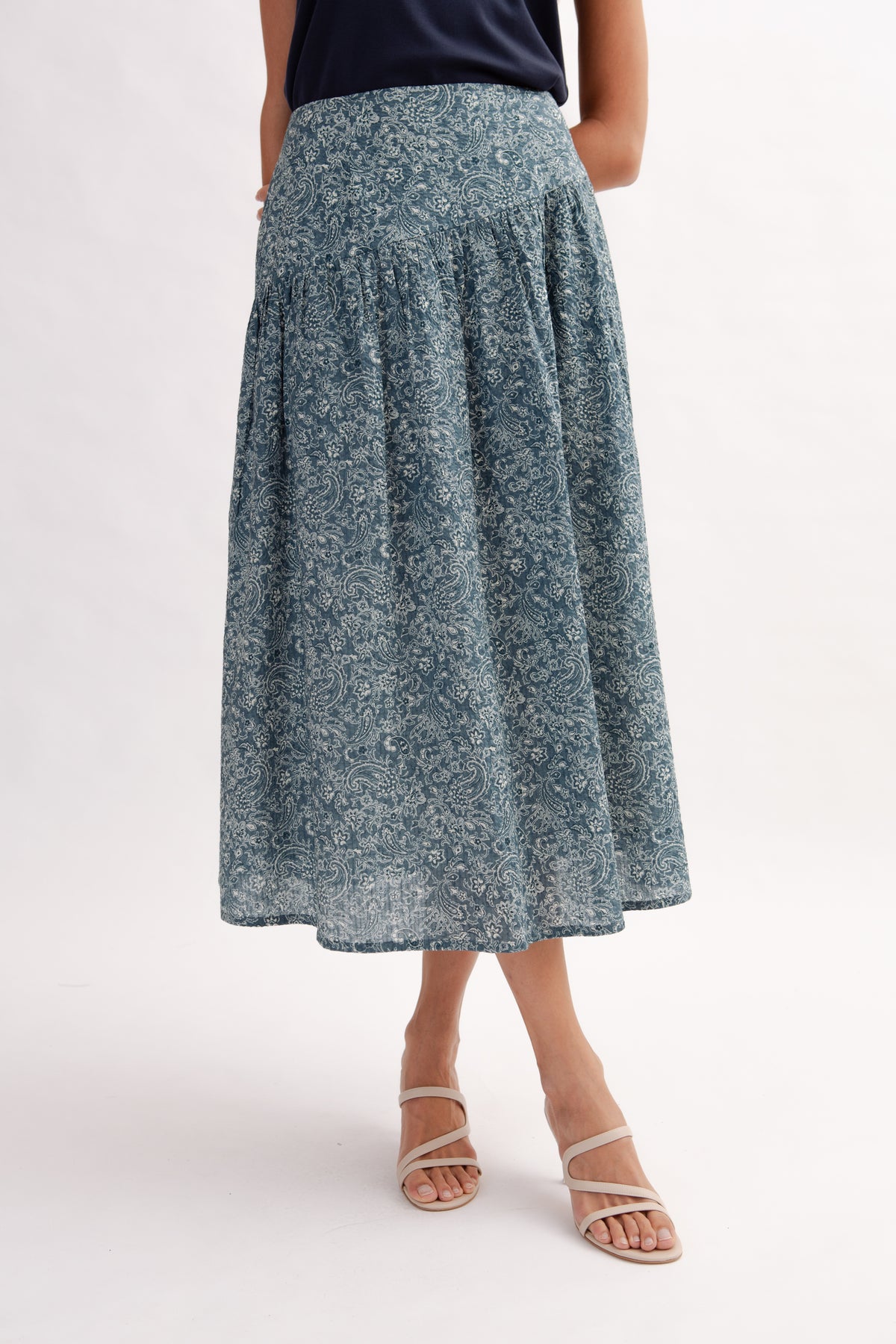 Asymmetrical Tea Skirt in Print - Ocean