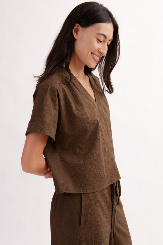 Weekend Boxy Blouse - Cocoa
