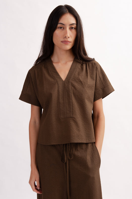 Weekend Boxy Blouse - Cocoa