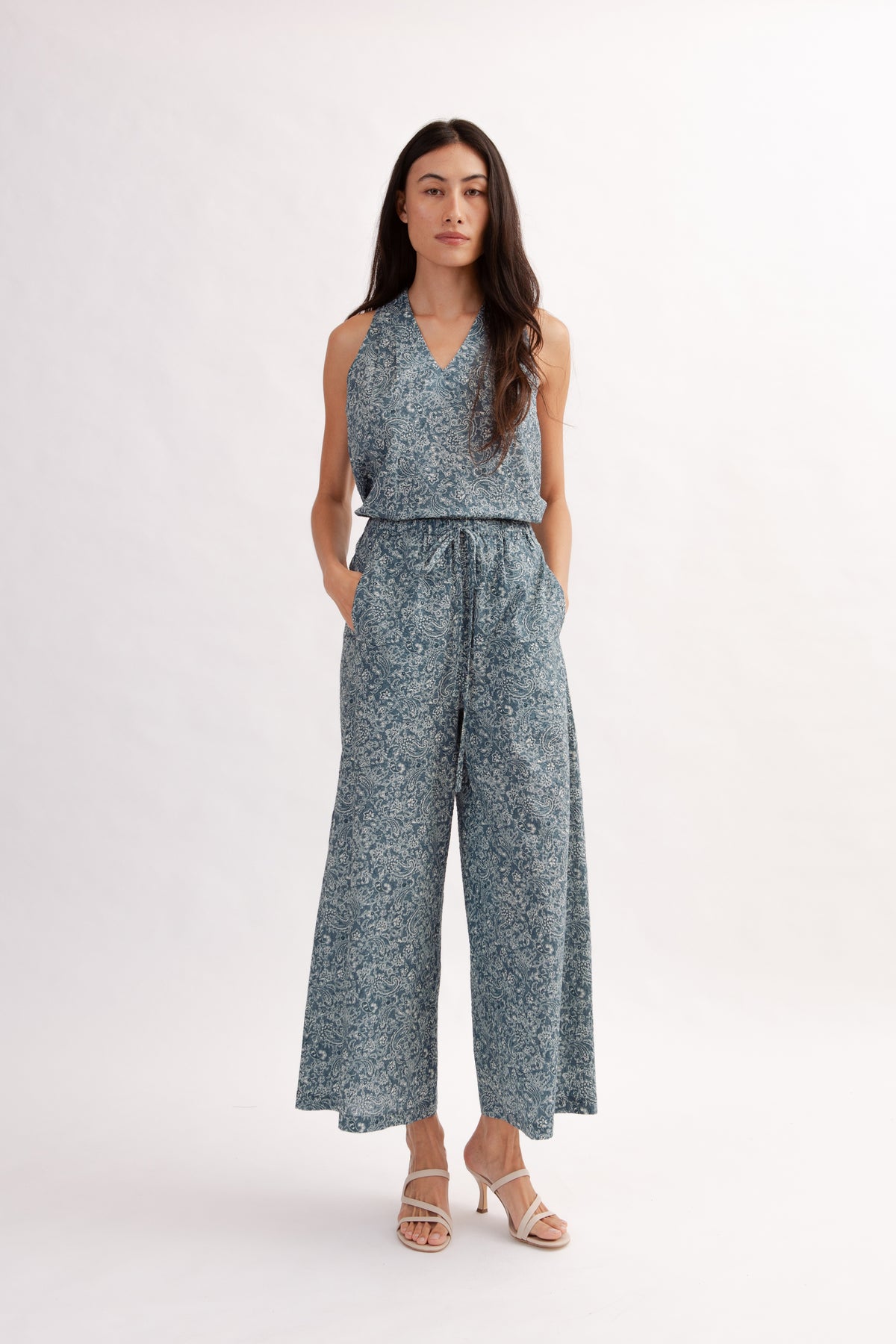 Easy Palazzo Pants in Print - Ocean