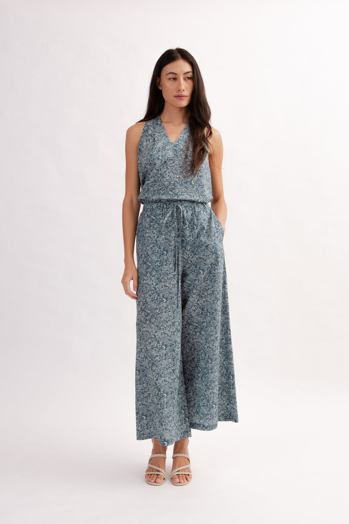 Easy Palazzo Pants in Print - Ocean