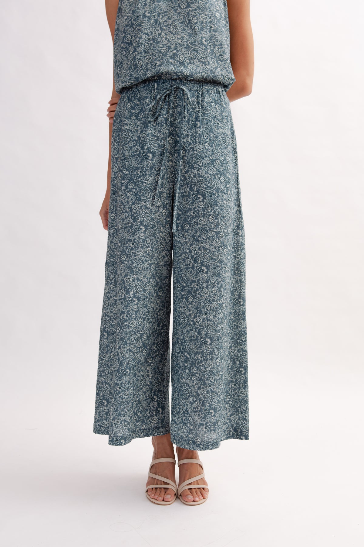 Easy Palazzo Pants in Print - Ocean