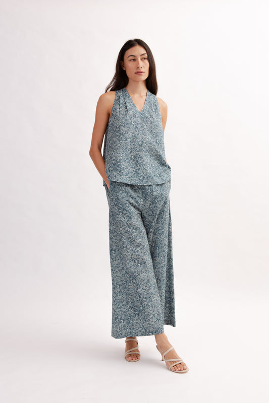 Easy Palazzo Pants in Print - Ocean