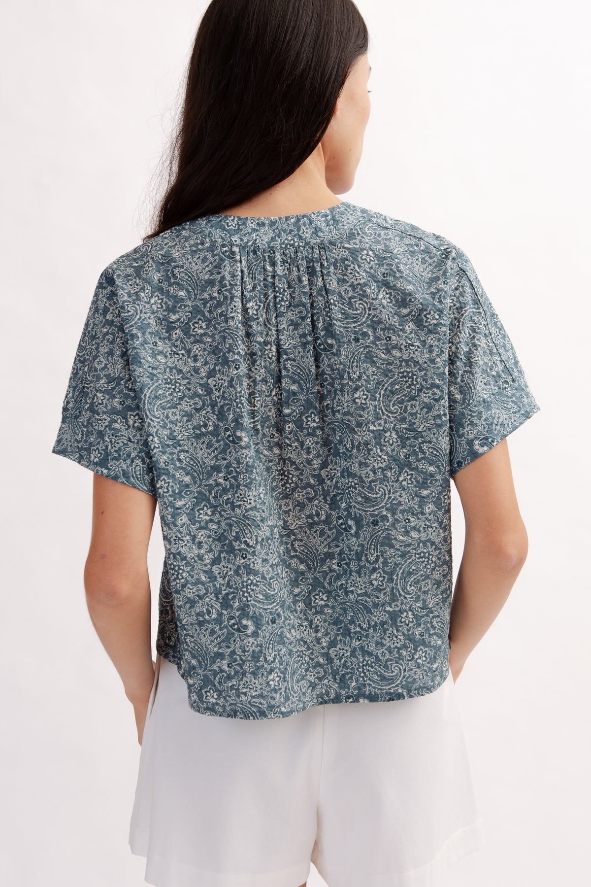Weekend Boxy Blouse in Print - Ocean