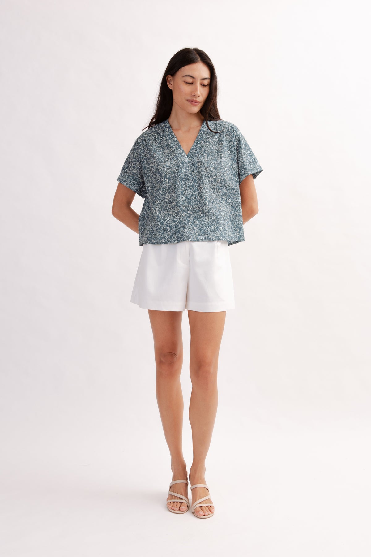 Weekend Boxy Blouse in Print - Ocean