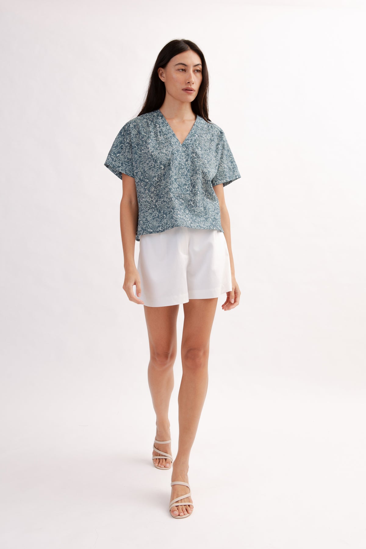 Weekend Boxy Blouse in Print - Ocean