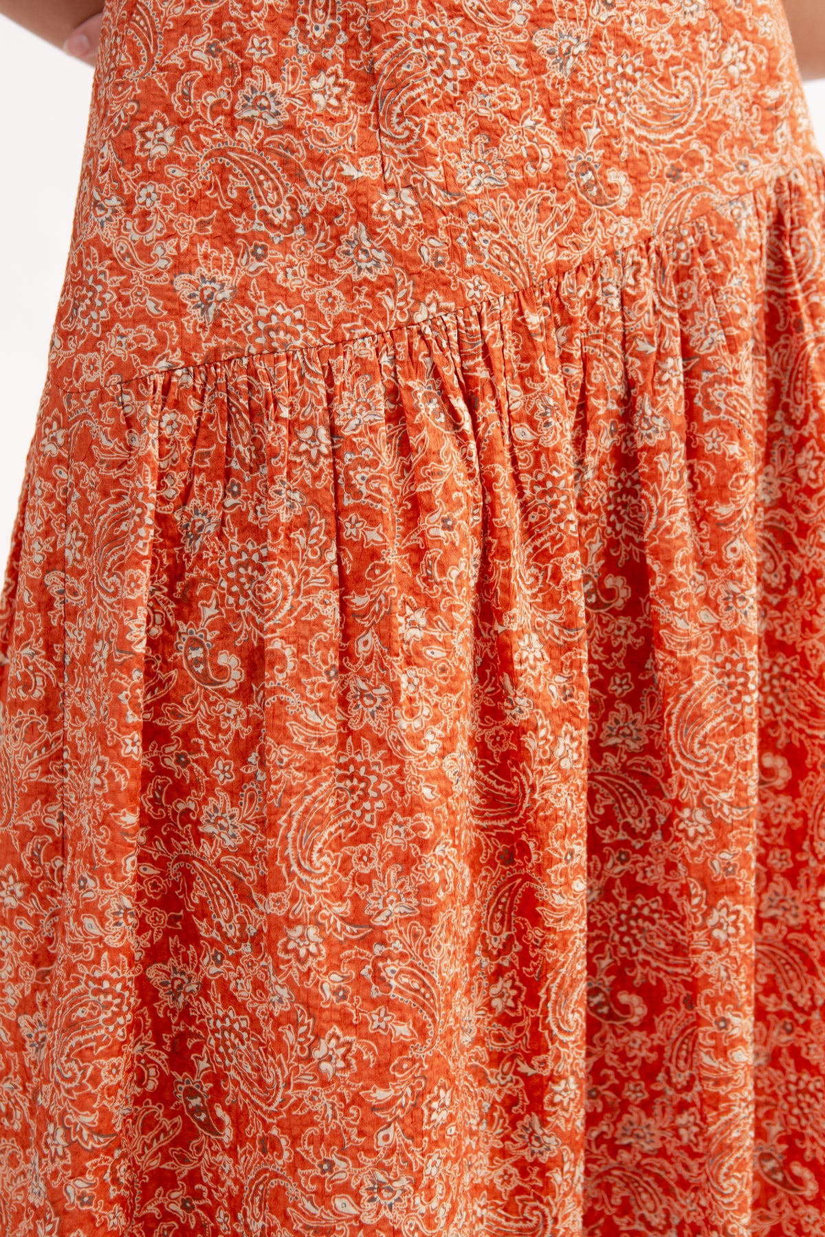 Asymmetrical Tea Skirt in Print - Burnt Orange