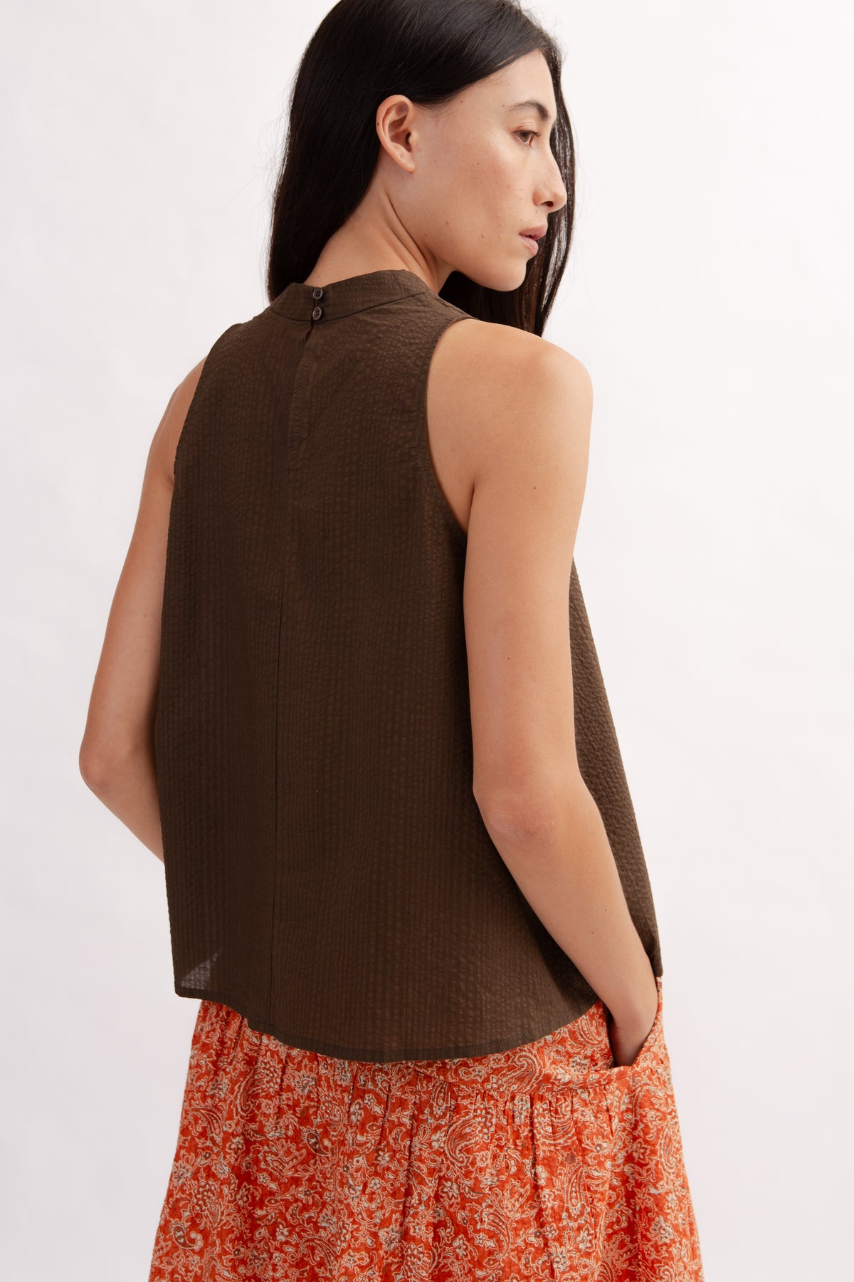 Relaxed V-Neck Blouse - Cocoa