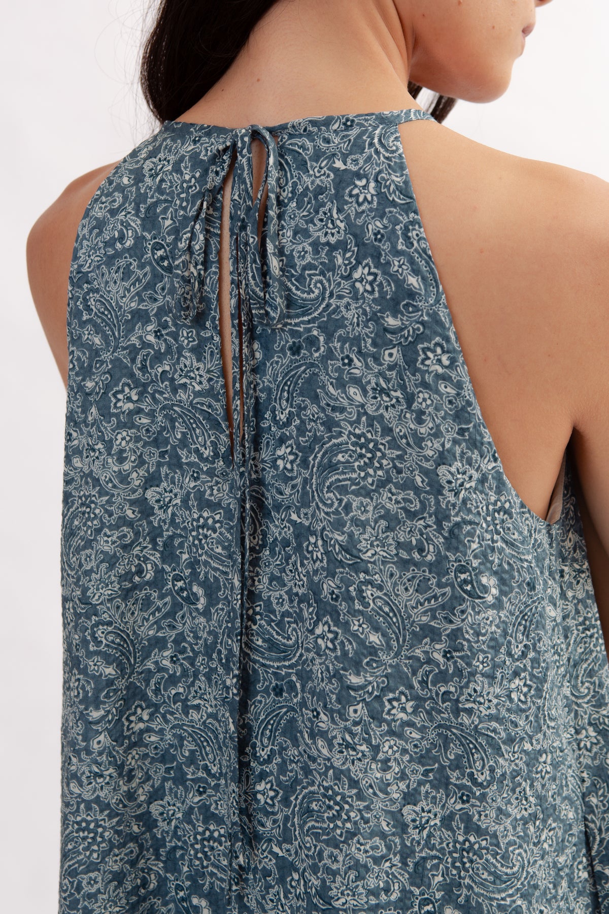 Asymmetrical Halter Dress in Print - Ocean
