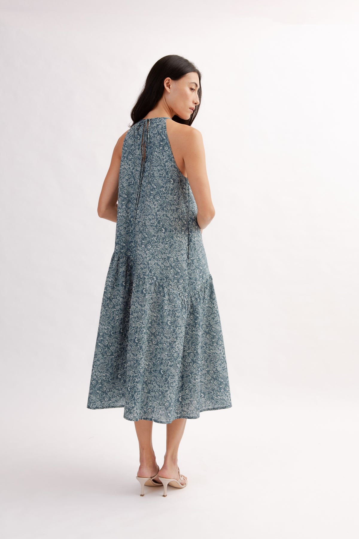 Asymmetrical Halter Dress in Print - Ocean