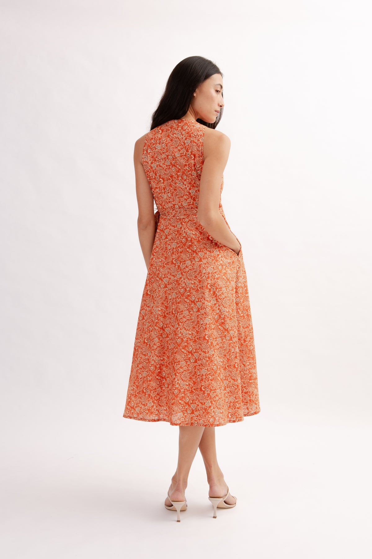 Poolhouse Wrap Dress in Print - Burnt Orange