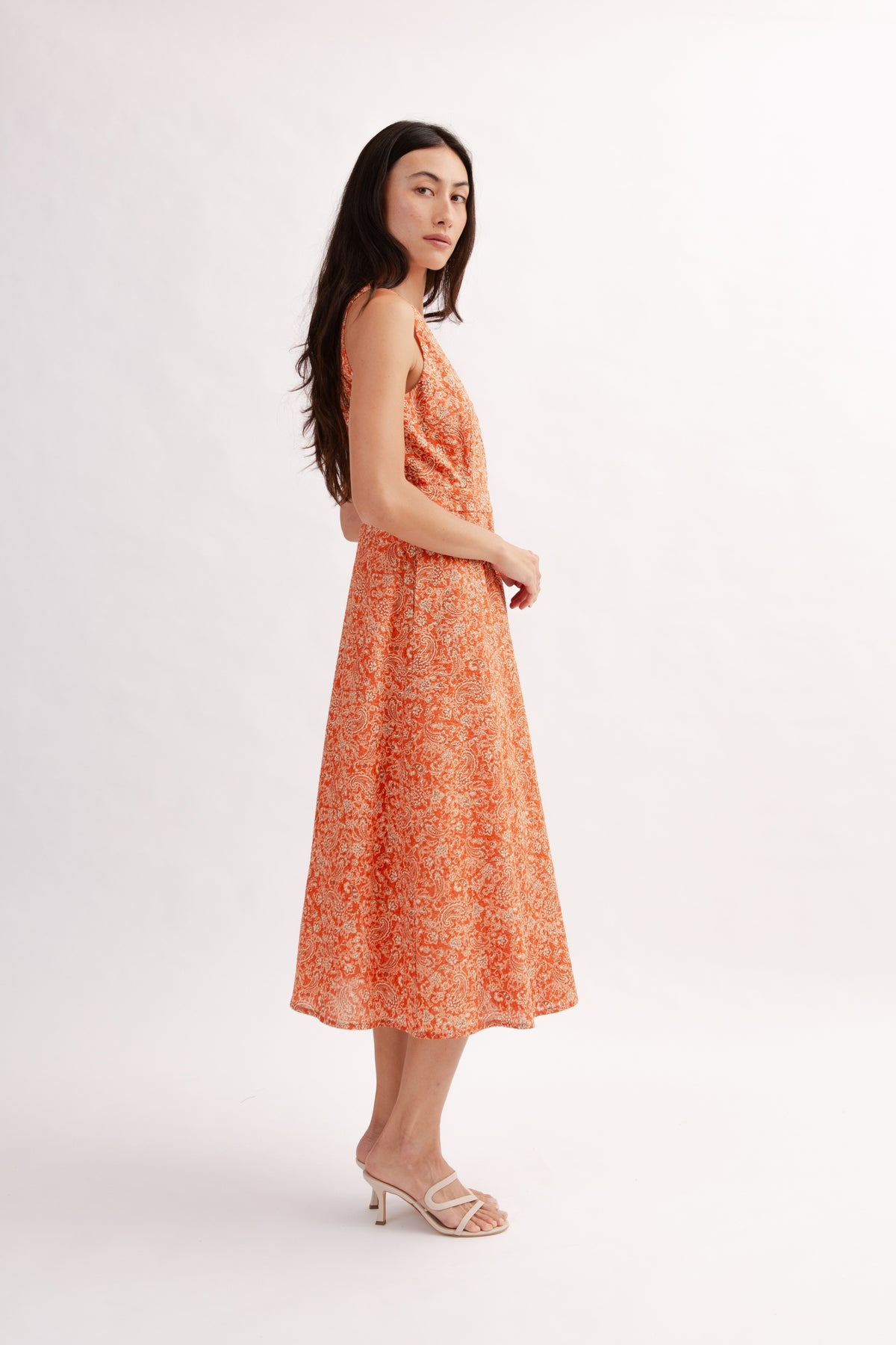 Poolhouse Wrap Dress in Print - Burnt Orange