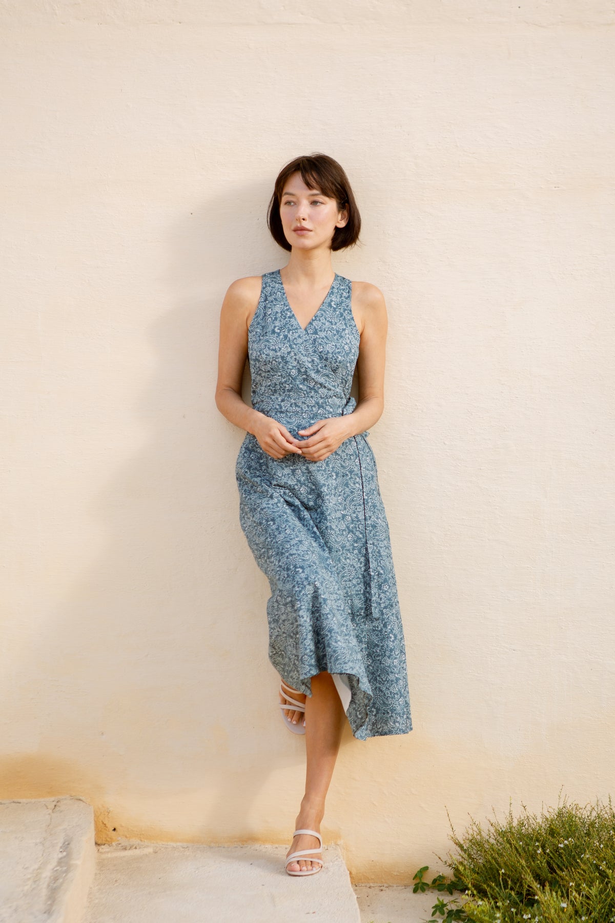 Poolhouse Wrap Dress in Print - Ocean