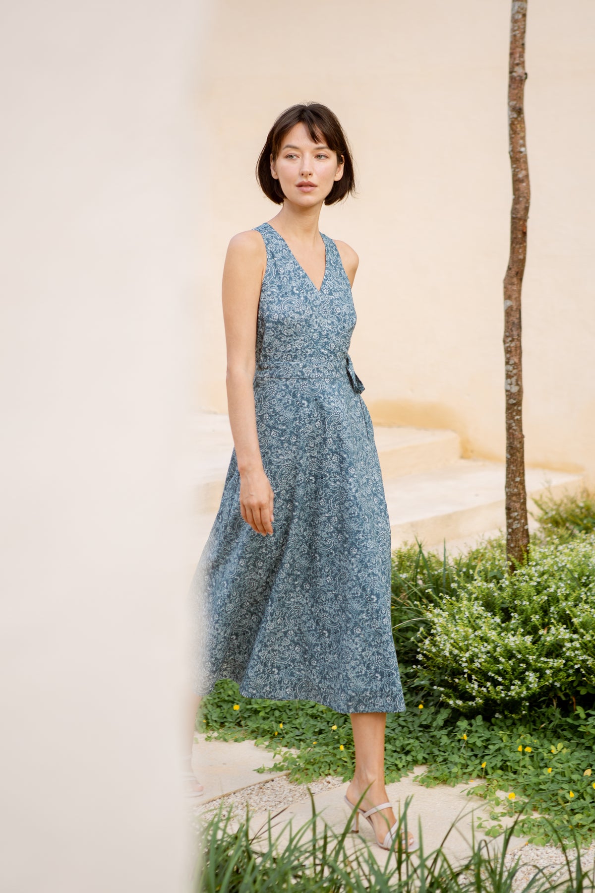 Poolhouse Wrap Dress in Print - Ocean