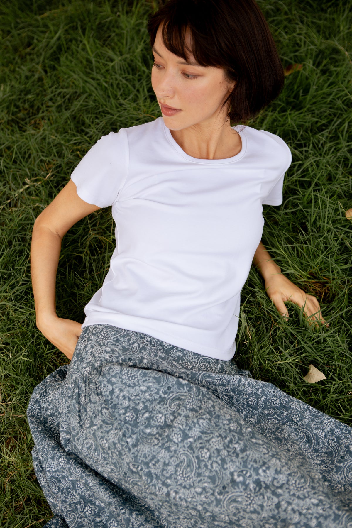 Asymmetrical Tea Skirt in Print - Ocean