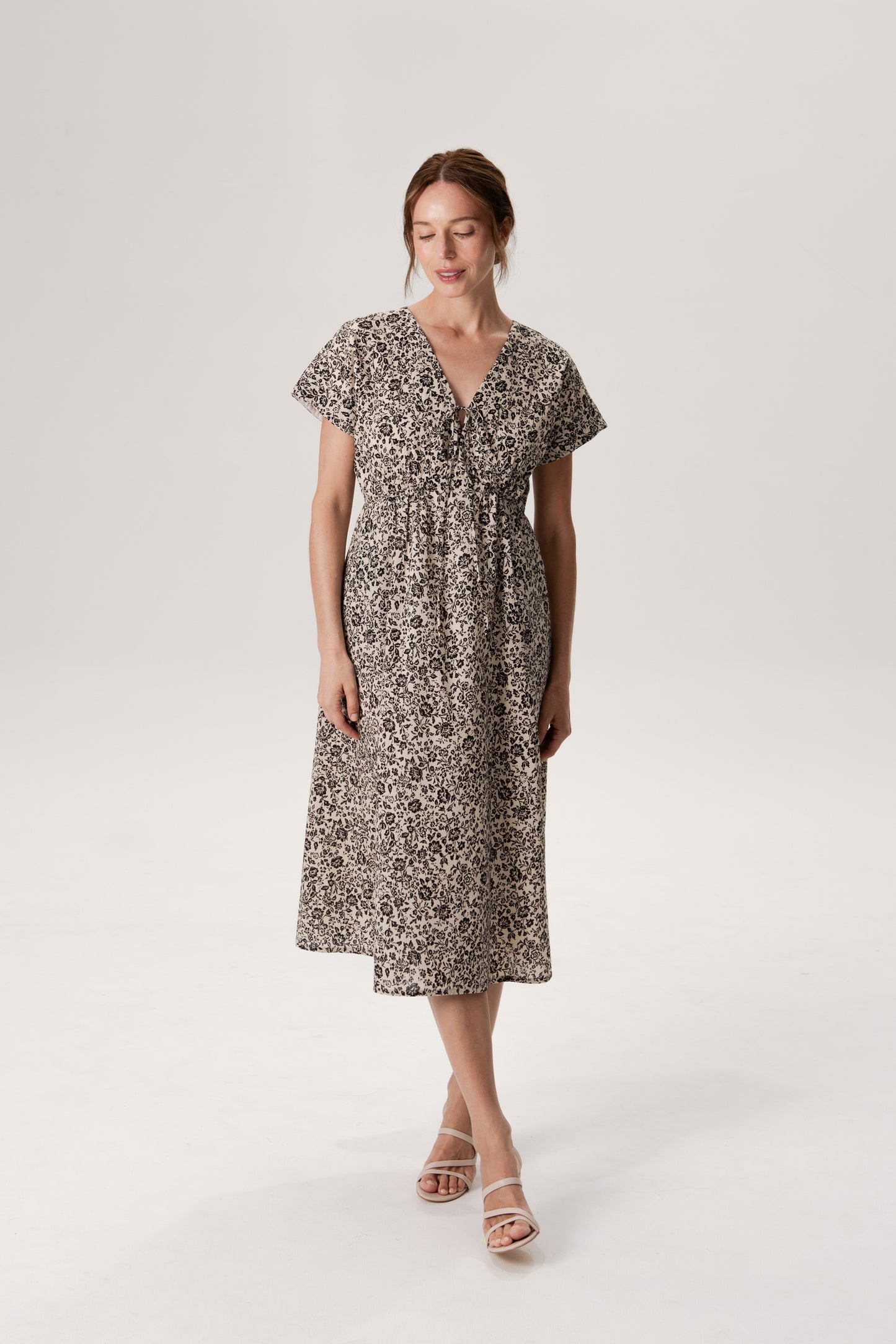 Relaxed Tie-Front Midi Dress - Ink