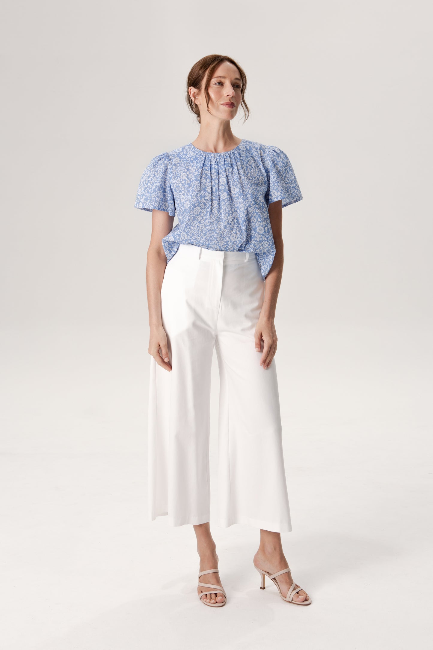 Weekend Gathered Blouse - Soft Blue
