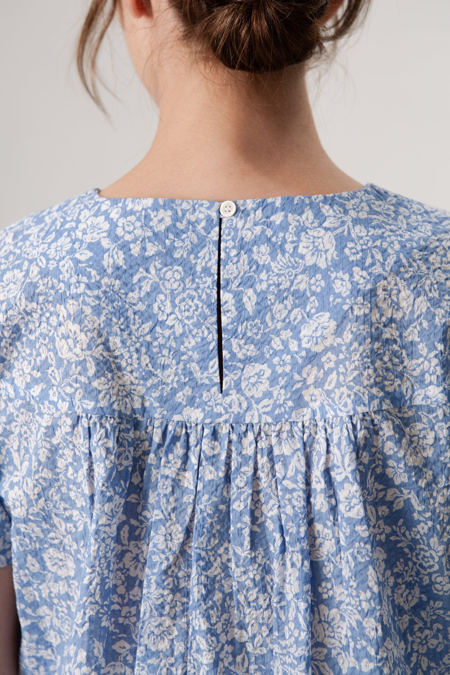 Weekend Gathered Blouse - Soft Blue