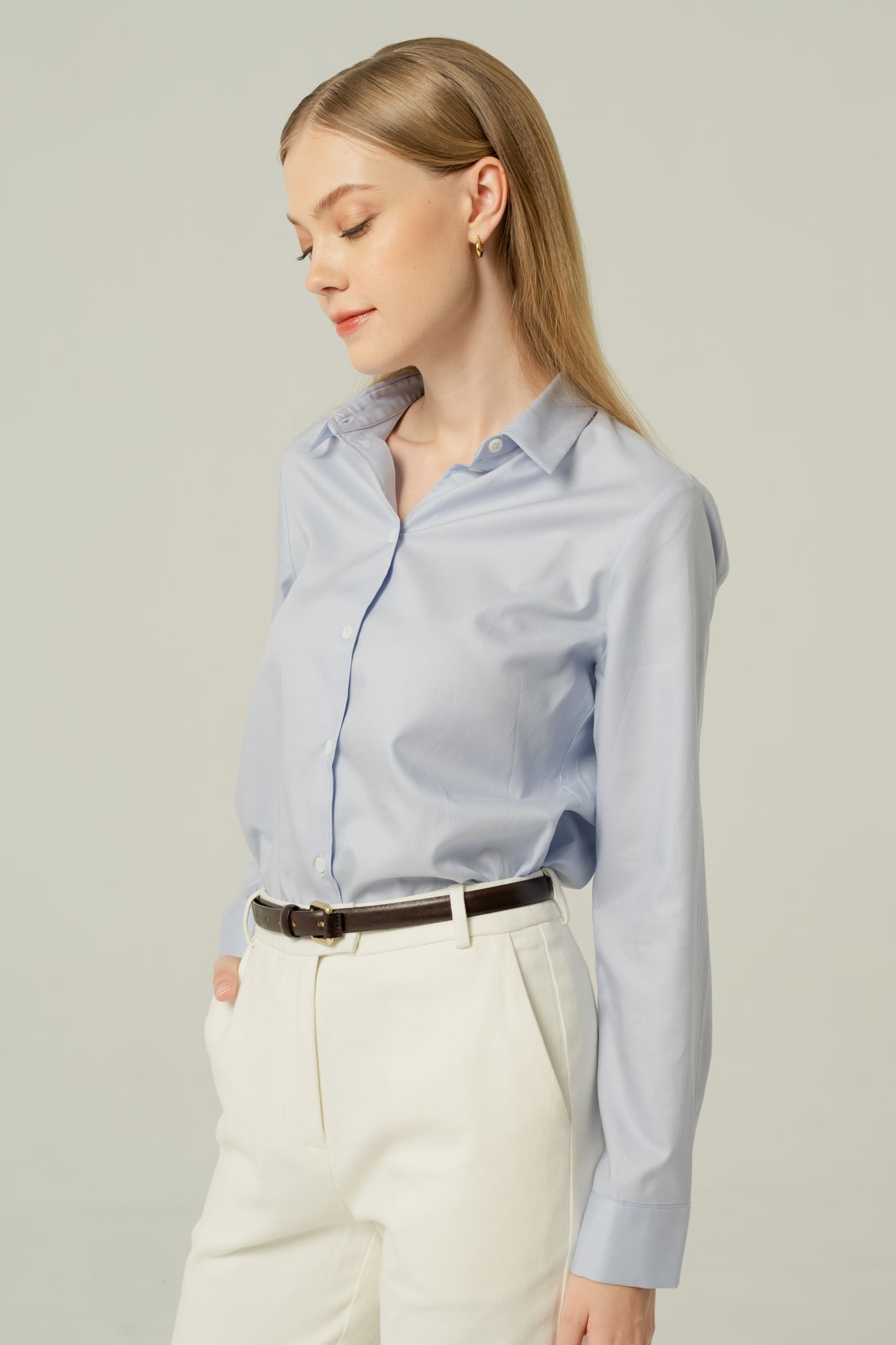 Relaxed Fit Tencel-Cotton Shirt - Powder Blue