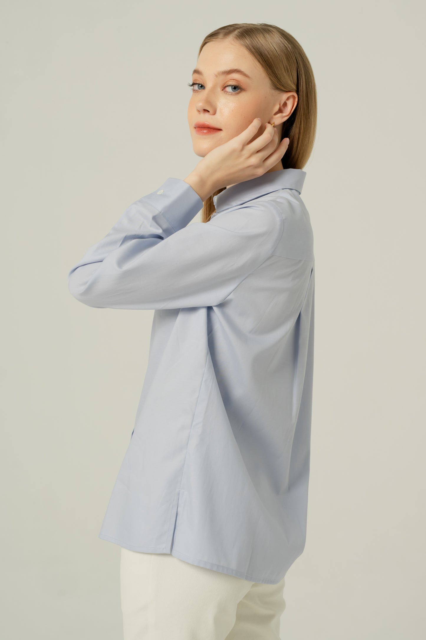 Relaxed Fit Tencel-Cotton Shirt - Powder Blue