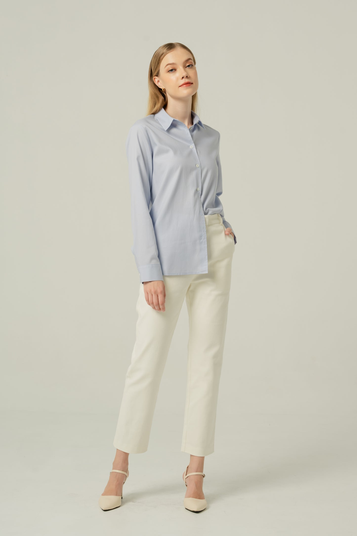 Relaxed Fit Tencel-Cotton Shirt - Powder Blue