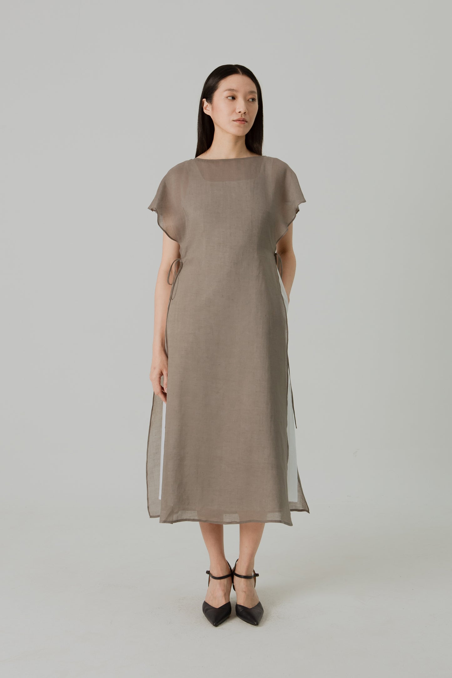 Aire Layered Tea Dress - Taupe