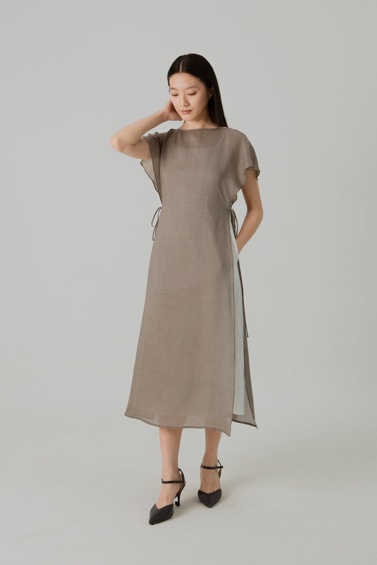 Aire Layered Tea Dress - Taupe