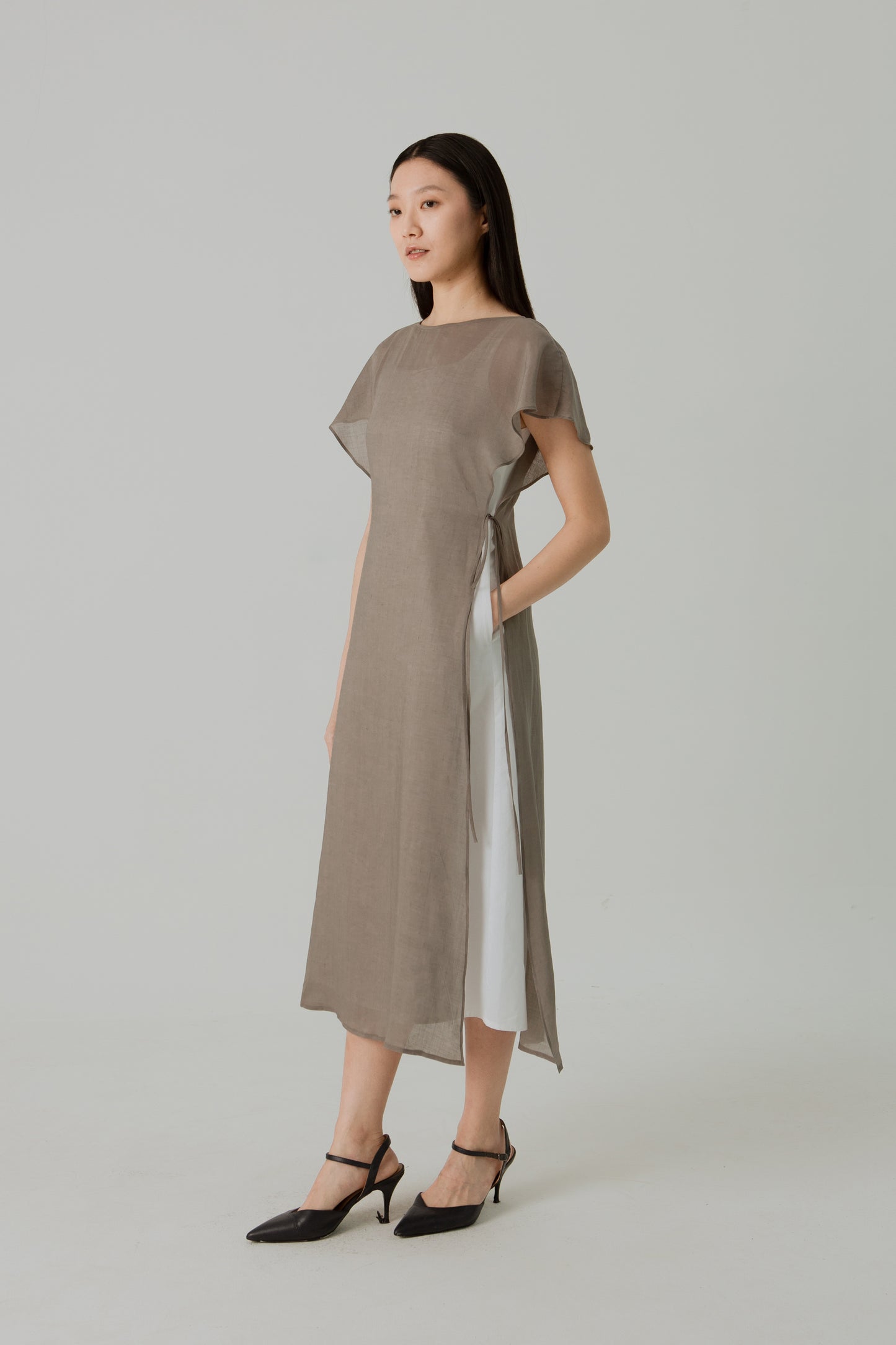 Aire Layered Tea Dress - Taupe